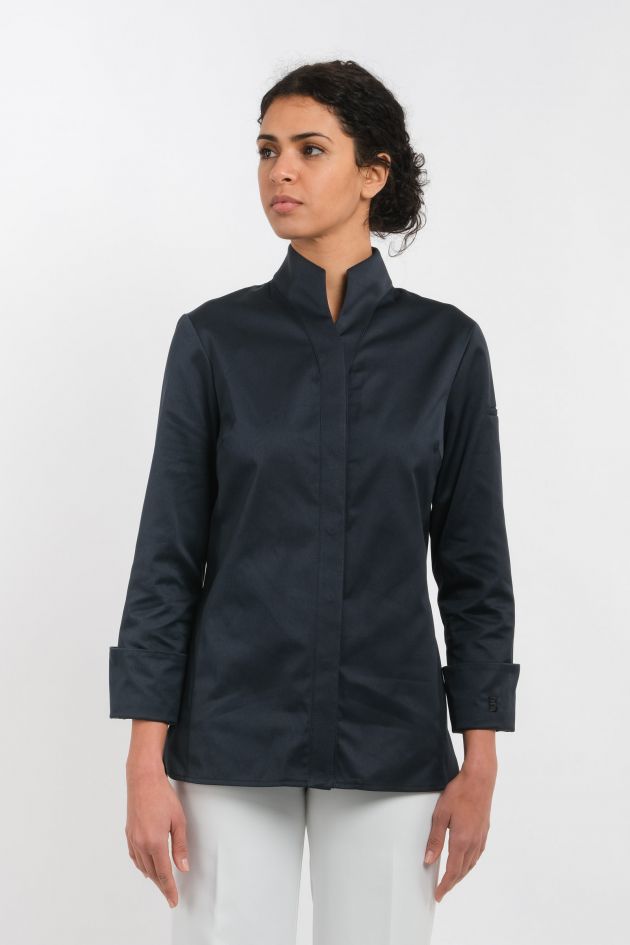 Veste de cuisine bleu femme AMY